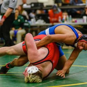 Wiscasset Middle High School senior Sam Strozier, right, competes. Courtesy of soggy dog designs