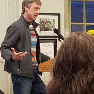 William Truesdell addresses selectmen March 20. KATRINA RICKERMANN/Wiscasset Newspaper