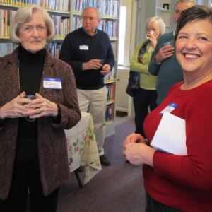 Linda Winterberg, left, and library director Pam Dunning. PHIL DI VECE/Wiscasset Newspaper
