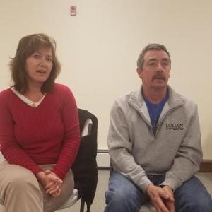 Sherry and Dan Moody, caretakers of Forest Hill Cemetery, speak to selectmen March 5. KATRINA RICKERMANN/Wiscasset Newspaper