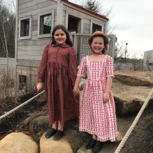 Becky Thatcher (Sophia Mansfield, left) and Amy Lawrence (Josephine Shea) are eagerly awaiting the arrival of Mark Twain, and their soon to be friend, Tom Sawyer. Courtesy of Emily Mirabile
