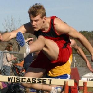 Matt Chapman won both the 110 and 300 hurdles in Monday’s meet hosted by Wiscasset Middle High School. PHIL DI VECE/Wiscasset Newspaper