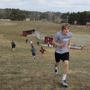 Junior Matt Chapman works out during the Wolverines' track practice.. PHIL DI VECE/Wiscasset Newspaper