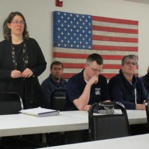 Attorney Teresa Cloutier speaks at Monday’s public hearing. PHIL DI VECE/Wiscasset Newspaper