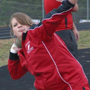 Wiscasset Middle High School sophomore Lily Souza takes part in the first alumni meet, featuring former and current track and field high school athletes from Wiscasset and Boothbay. PHIL DI VECE/Wiscasset Newspaper