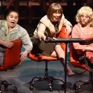 The “9 to 5 the Musical” leading ladies, from left, Emily Mirabile, Victoria Hamilton and Kristen Robinson. The show runs April 6-8 at the Lincoln Theater in Damariscotta. Sherrie Tucker photo