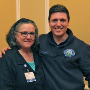 LincolnHealth’s Emergency Department is raising funds for scholarships during National Emergency Medical Services (EMS) Week, May 20-26. The first-ever LincolnHealth Emergency Department EMS Scholarship Award recipient Devan Clark (right), who is now a licensed paramedic in Lincoln County, with LincolnHealth emergency department nurse Paula Quintal Sprague, RN. Courtesy of LincolnHealth