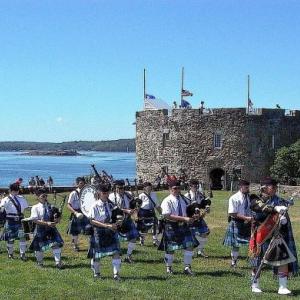 A rousing performance by Maine St. Andrew’s Pipes and Drums will lead off the 2018 summer season of events at Colonial Pemaquid State Historic Site. Courtesy of Lisa Hagen