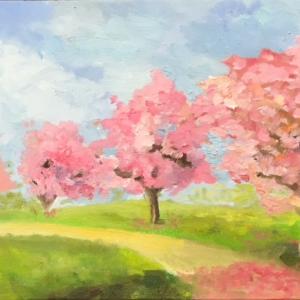 This colorful painting is one of the works in the art show at the Alna General Store. Courtesy of Jane Solorzano