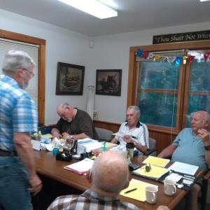 Bob Moody meets with Westport Island selectmen July 2. JANE CARPENTER/Wiscasset Newspaper