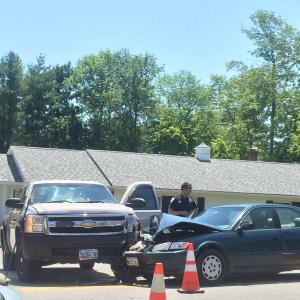 The two vehicles involved in Monday’s crash. SUSAN JOHNS/Wiscasset Newspaper