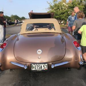 Attendees look over Robert Blum’s 1957 Corvette at the vintage car show. KELLIE BIGOS/Boothbay Register