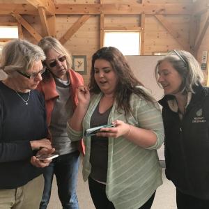 Maia Zewert shows a group an editing app. Courtesy photo