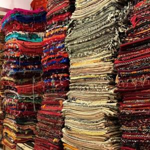 A carpet shop in Essaouira, Morocco that Diana Kerr and Kathleen Jones buy from. Courtesy of Kathleen Jones