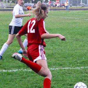 Alyssa Bassett scored twice for Wiscasset Middle High School against Dirigo. File photo