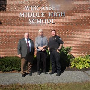 From left, WMHS Principal Chuck Lomonte, Assistant Principal Warren Cossette and Police Chief Larry Hesseltine. GINA HAMILTON/Wiscasset Newspaper