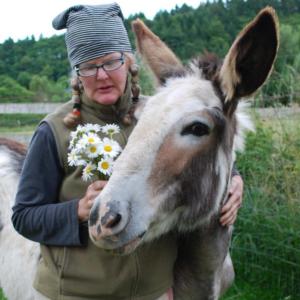 Katherine Dunn, the owner of Apifera Farm along with her husband Martyn, with one of her “misfits.” Courtesy of Katherine Dunn