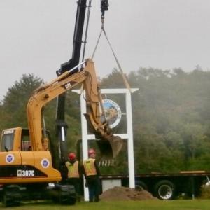 The frame for Woolwich’s new informational sign was installed recently. Courtesy of Allison Hepler
