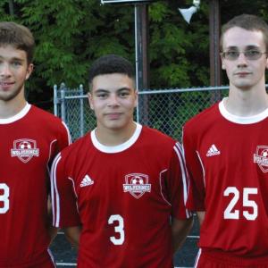 Wolverine tri-captains, from left, James Hodson, Bayly Gaughan-Carrasco and Matt Smith. PHIL DI VECE/Wiscasset Newspaper