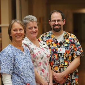 LincolnHealth CNA Instructor Jennifer McIntire, RN, left, with Cove’s Edge CNAs Catherine Overmiller and Tim Berry. Applications for the winter CNA class are being accepted through Monday, Dec. 3. Courtesy of LincolnHealth