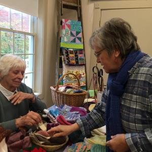 Organ Society member Jackie Lowell and fellow Wiscasset resident Judy Flanagan talk at Oktoberfest Oct. 13. SUSAN JOHNS/Wiscasset Newspaper