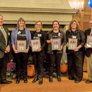 United Way Campaign Chair Joel Merry, left, with the “Loaned Executive” team that worked full time on the Campaign. From left, Lisa Fogg of L.L. Bean, Gina Vickers, Sherri Emery, Cindy Heil of Southport, and John Portela of Local S6 and BIW. Courtesy photo