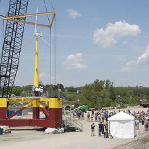 Maine Aqua Ventus floating wind tower. University of Maine