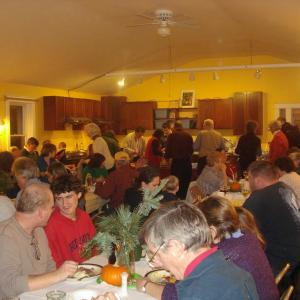 A past Thanksgiving community potluck at Morris Farm. Courtesy photo