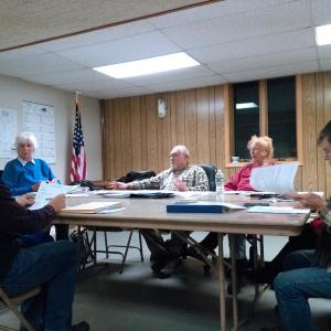David Starr of Gartley & Dorsky Engineering & Surveying meets with the Edgecomb planning board concerning a deck at Brier Cove Lane property. JANE CARPENTER/Boothbay Register