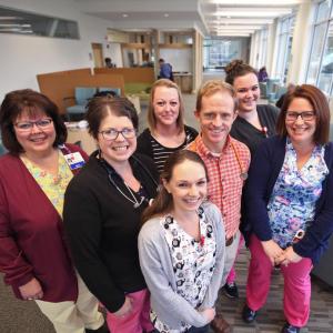 Lincoln Medical Partners hosted 20 flu clinics, from left: Patt Cook, RN, Sam Cromwell, Jazmin Sutherburg, LPN, Shannyn Prock, Andrew Russ, MD, Kara Dow, and Sara White. Courtesy photo