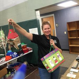 Parks and Recreation Director Lisa Thompson holds up a door prize. SUSAN JOHNS/Wiscasset Newspaper
