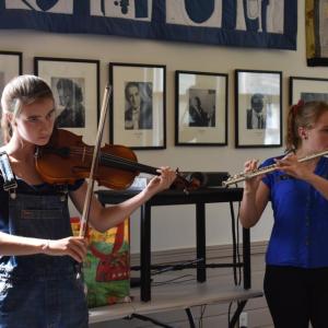 Katherine O’Brien, violin and Leanna Cotton, flute in rehearsal. Courtesy of Monica Kelly