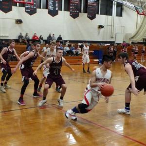 Chris Loyola has the ball during the Wolverines’ game with Richmond at WMHS Jan. 17. PHIL DI VECE/Wiscasset Newspaper