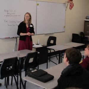 Dr. Minda Gold, who practices family medicine in Damariscotta, and Dr. Kari London, a primary care pharmacist at LincolnHealth, were among the guests at WMHS Friday. PHIL DI VECE/Wiscasset Newspaper