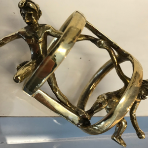 Tony Heyl’s brass “On A Roll” is an example of the A Silver Lining owner’s line of executive toys on exhibit in the 3rd annual “What’s Nude in Boothbay Harbor?” exhibition at Boothbay Region Art Foundation. Courtesy of Mark Coates Tony Heyl