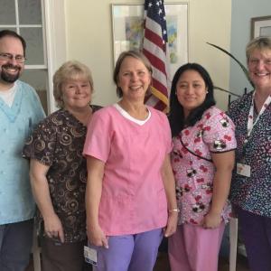 LincolnHealth is accepting applications for the spring CNA class through Friday, March 15, 2019. Pictured from left are Tim Berry, CNA, Flame Gracie, CNA, CNA Instructor Jennifer McIntire, RN, Reah Simmons, CNA, and Candy Clifford, CNA. Courtesy of LincolnHealth