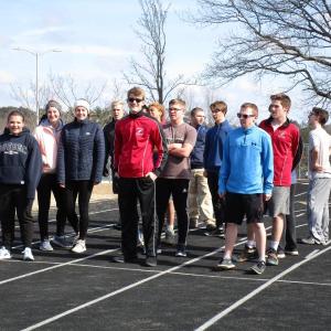 The Wolverines gather for their first track practice. PHIL DI VECE/Wiscasset Newspaper