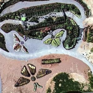Drone shot of the Butterfly House at Coastal Maine Botanical Gardens. Courtesy of CMBG
