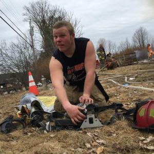 Wiscasset Fire Lt. Sam Schmal tends an airpack. SUSAN JOHNS/Wiscasset Newspaper