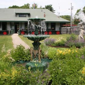 Looking toward Freeport Station from a garden at Boothbay Railway Village. LISA KRISTOFF/Boothbay Register