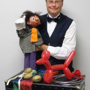 "Mr. Tricks" Dana Perkins, professional ventriloquist performs on the Alewives Fabrics lawn during the 12th annual event. Courtesy photo