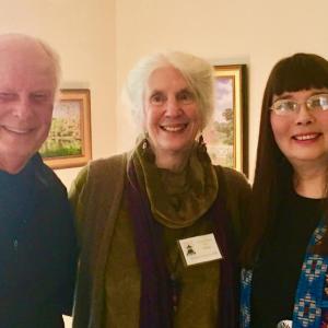 New artists, from left, John Butke, Barbara Vanderbilt and Belva Ann Prycel, were honored guests at the recent Pemaquid Group of Artists gathering. Courtesy of Peggy Farrell