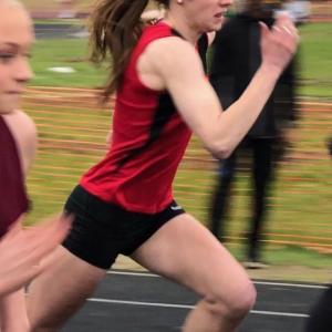 Cara Viele competes in the 100-meter dash at the Capital City Classic track and field meet hosted by Cony High School in Augusta. Courtesy of Josiah Winchenbach