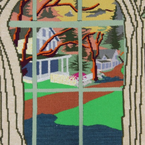 “Lanes End” by Don Burns, one of the 13 tapestry artists in the upcoming tapestry show at Down East Gallery. Courtesy of Priscilla Alden