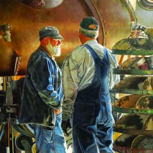 “Engineers,” 21” x 21” by Kevin Mizner. See it in his show at Legacy Properties for the summer. Courtesy of the venue