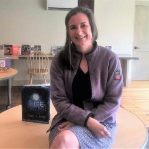 Stephanie McSherry in the barn of her dreams, now a literacy center and writing retreat for youth and adults. And there will be summer camps. LISA KRISTOFF/Boothbay Register