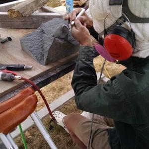 Pictured is Kamu Nagasawa, who visited from Japan for the first Maine Stone Symposium in 2017. Courtesy of Maine Stone Workers Guild