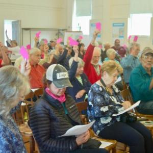 Westport Island residents vote at the annual town meeting. ART MAYERS/Wiscasset Newspaper