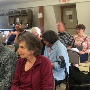 Alna residents settle in for a special town meeting at the fire station June 12. SUSAN JOHNS/Wiscasset Newspaper