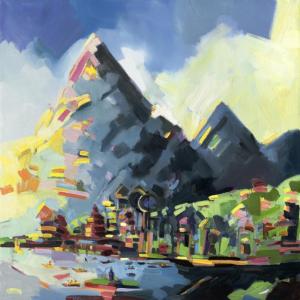 Henry Isaacs, Fishtail Mountain, over Pokhara, Nepal, oil on linen, 44x44”. Courtesy of Gleason Fine Art